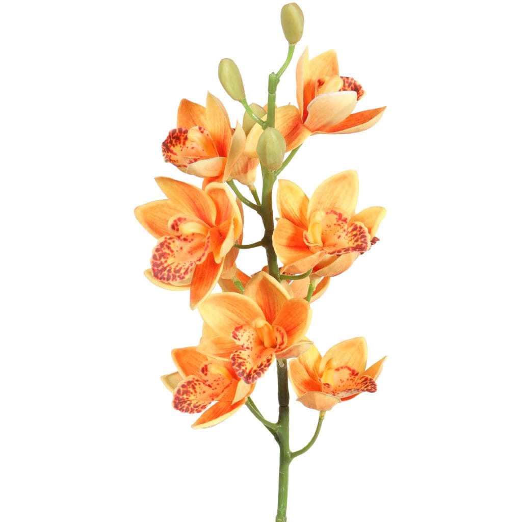 30 Inch Artificial Cymbidium Orchid Flower Stem Orange