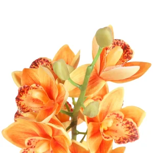 30 Inch Artificial Cymbidium Orchid Flower Stem Orange (2)
