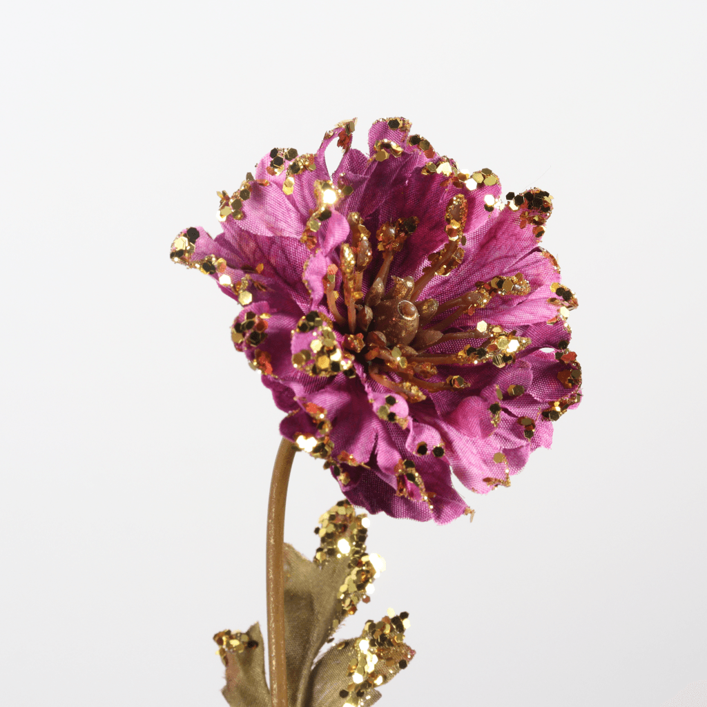 22.5" Artificial Glitter Daisy Stem with Golden Accents Pink