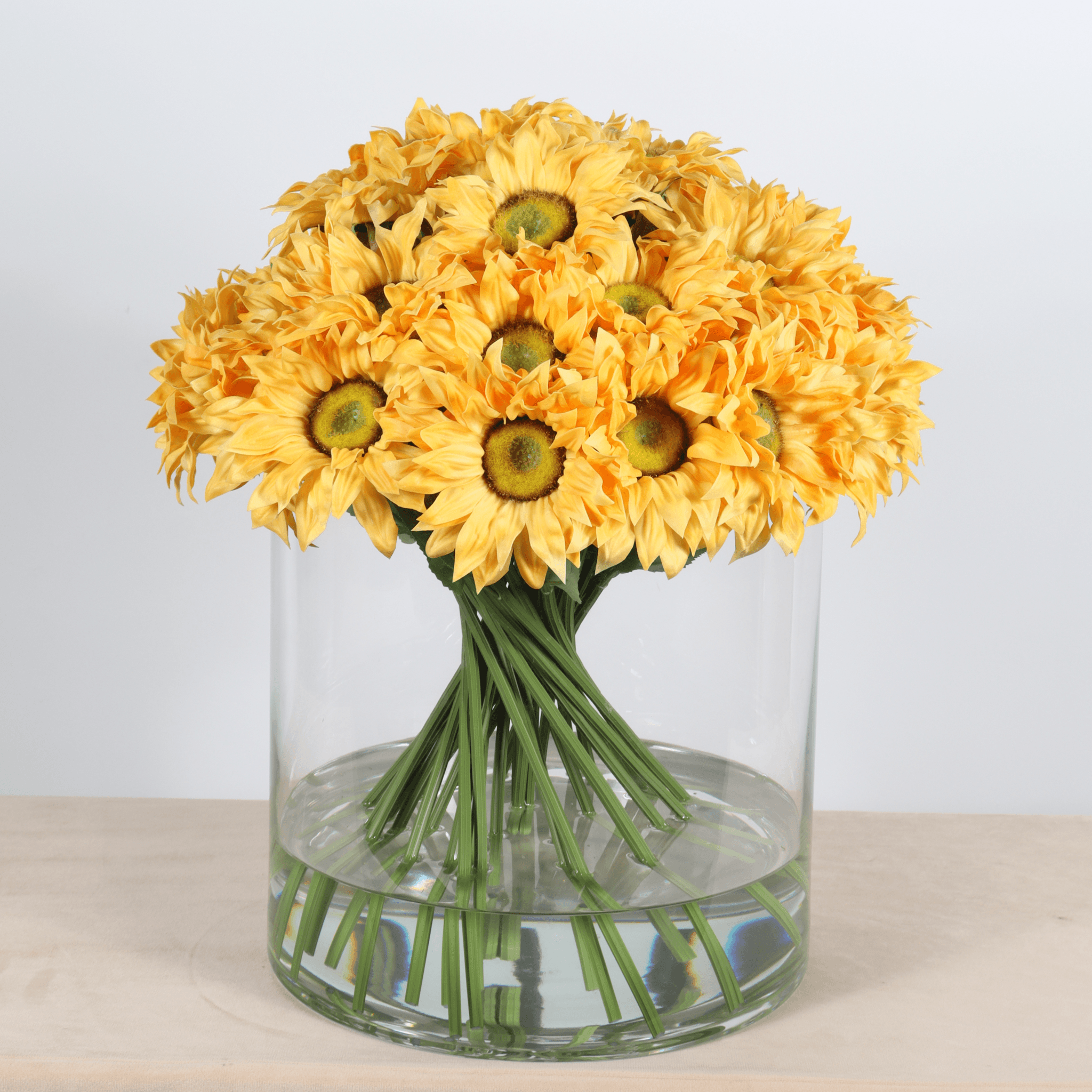 46 cm Artificial Sunflower Bouquet with 36 Stems in Glass Vase supplier