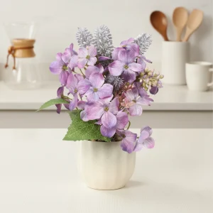 23cm Artificial Hydrangea Glitter Potted Plant scene
