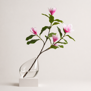 104cm Artificial White&Pink Magnolia Flower stem scene