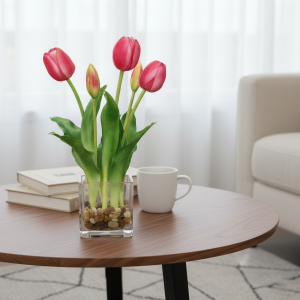 28cm Artificial Tulip Arrangement with Faux Water scene