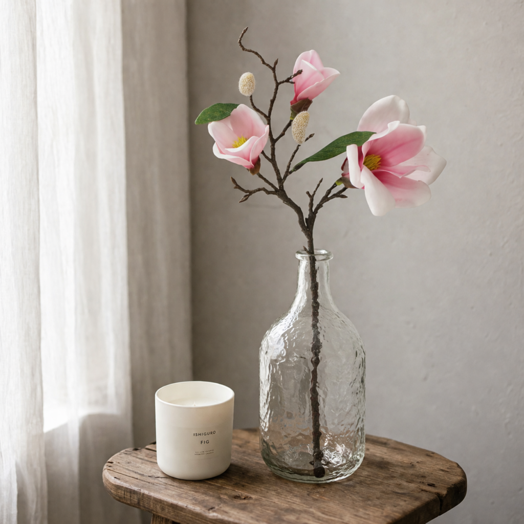 45cm Artificial White Magnolia Flower stem D369-2-p scene