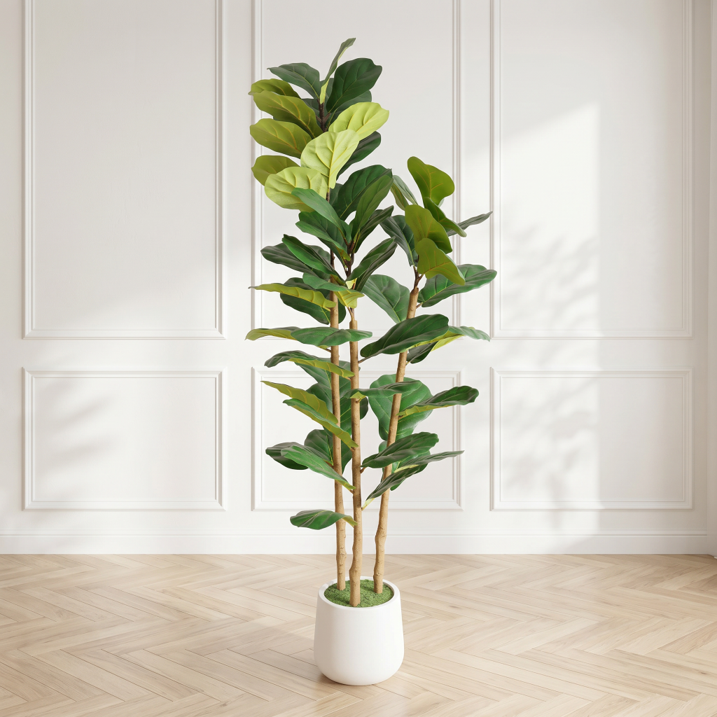 150cm Artificial 3-Trunk Fiddle Leaf Fig Tree