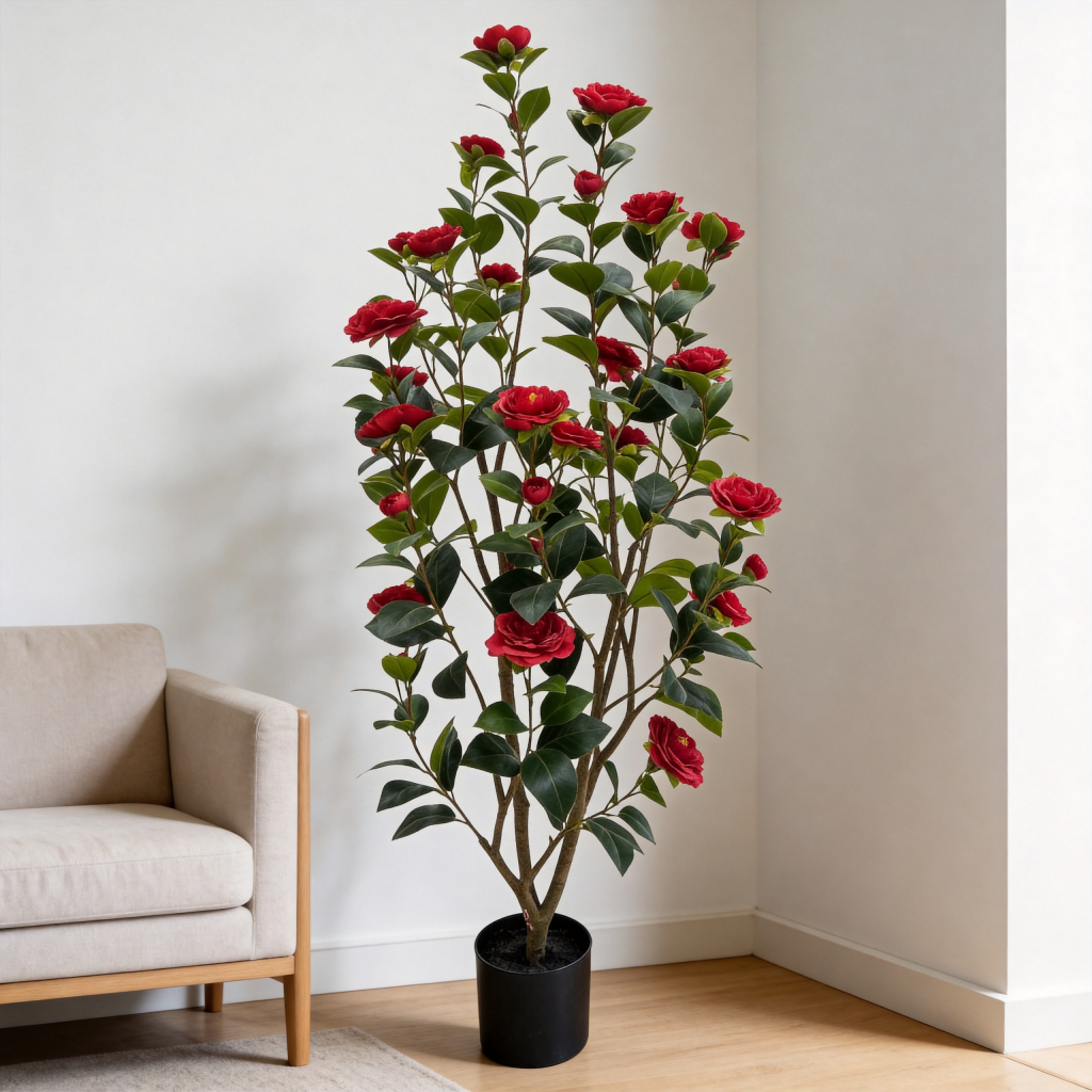 Artificial Red Camellia Tree