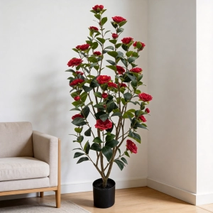 Artificial Red Camellia Tree