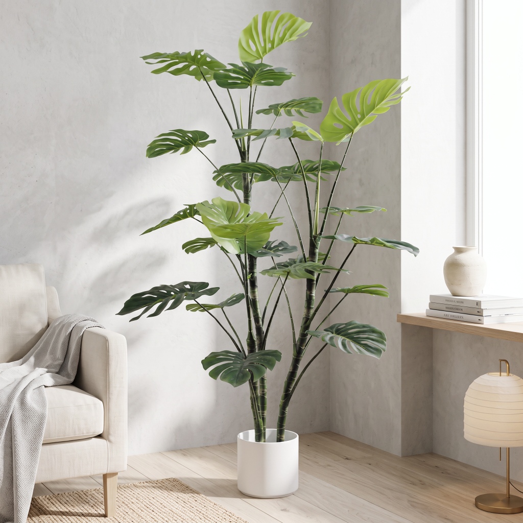 Planta Monstera Artificial de 3 Troncos y 27 Hojas de 150 cm 24STS402222