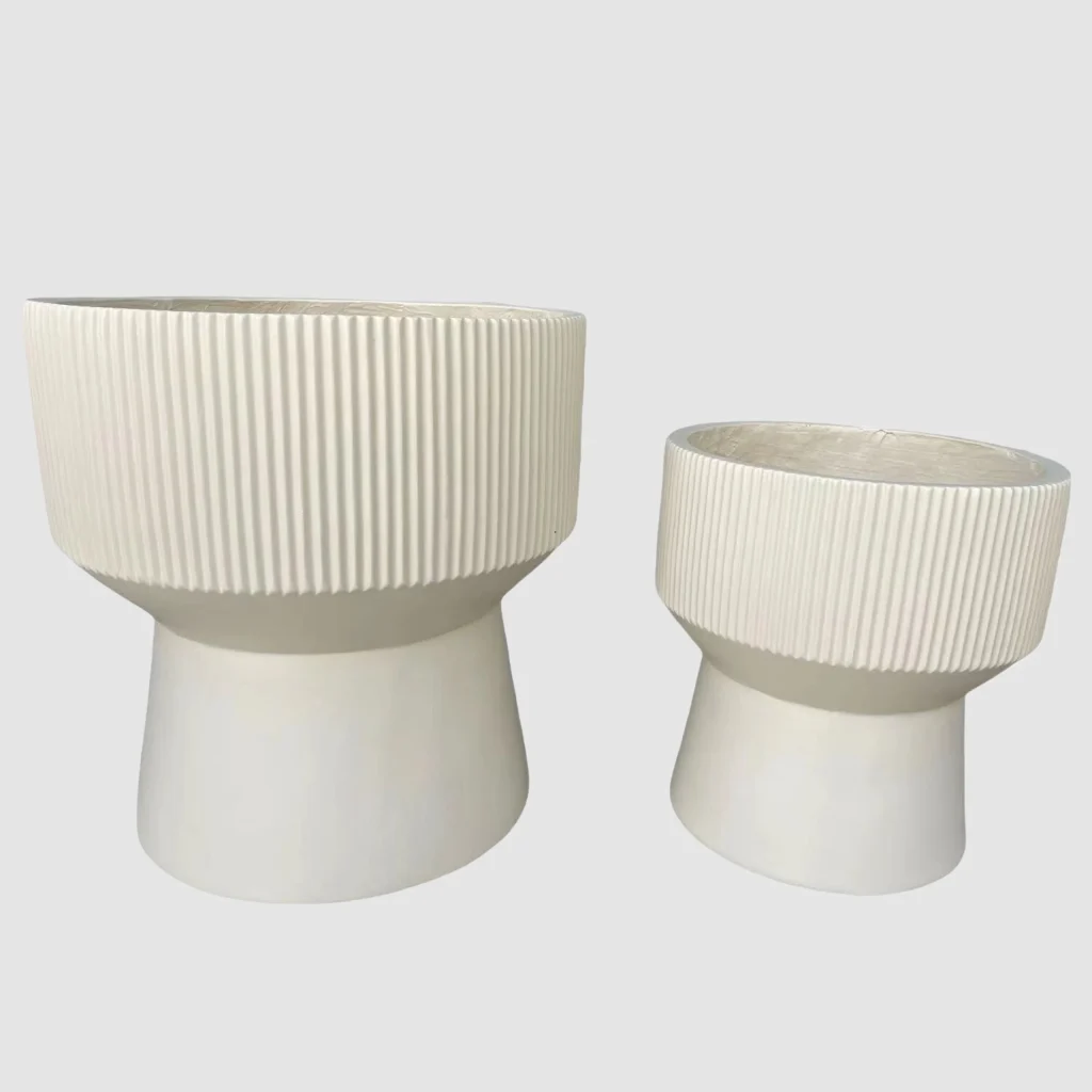 24STZ417012 41cm White Textured Planter Set