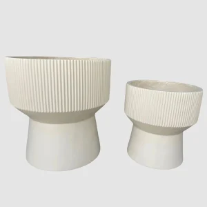 24STZ417012 41cm White Textured Planter Set
