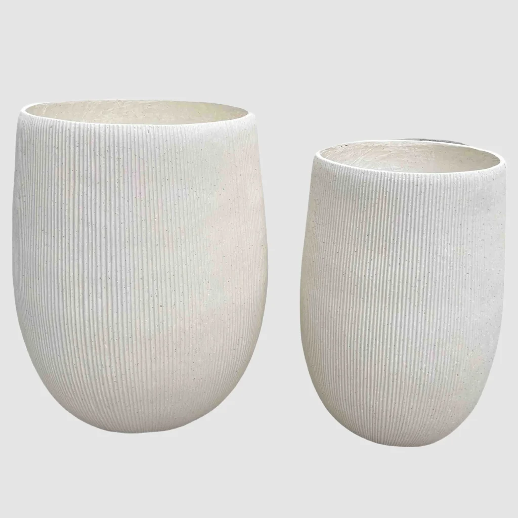 24STZ417017 47cm White MGO Style Cylinder Planter Set