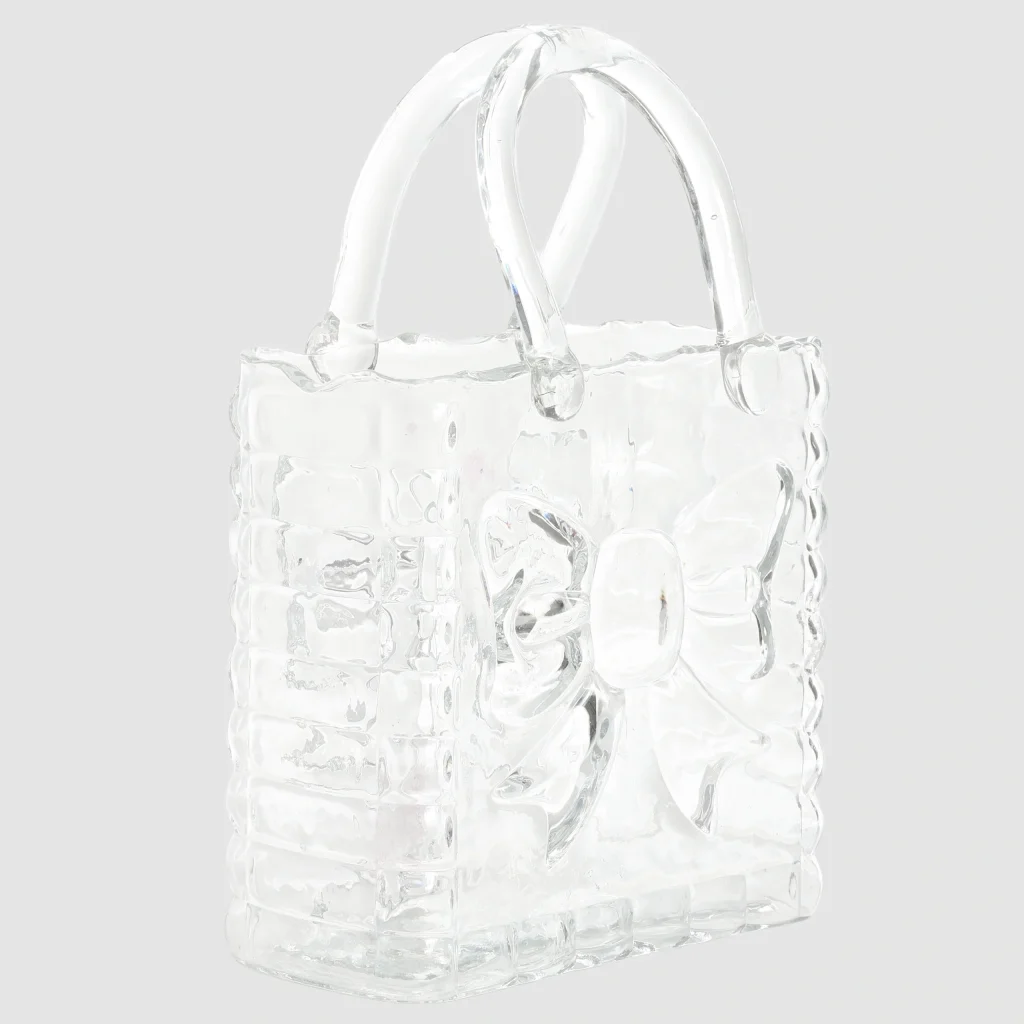 26STZ404003-1 29cm Bow Pattern Glass Vase Handbag Shape