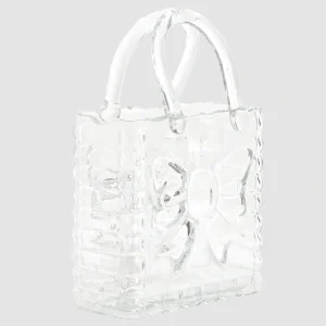 26STZ404003-1 29cm Bow Pattern Glass Vase Handbag Shape