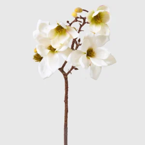 67cm Artificial 4-Head White Magnolia Stem 26STD633018-1