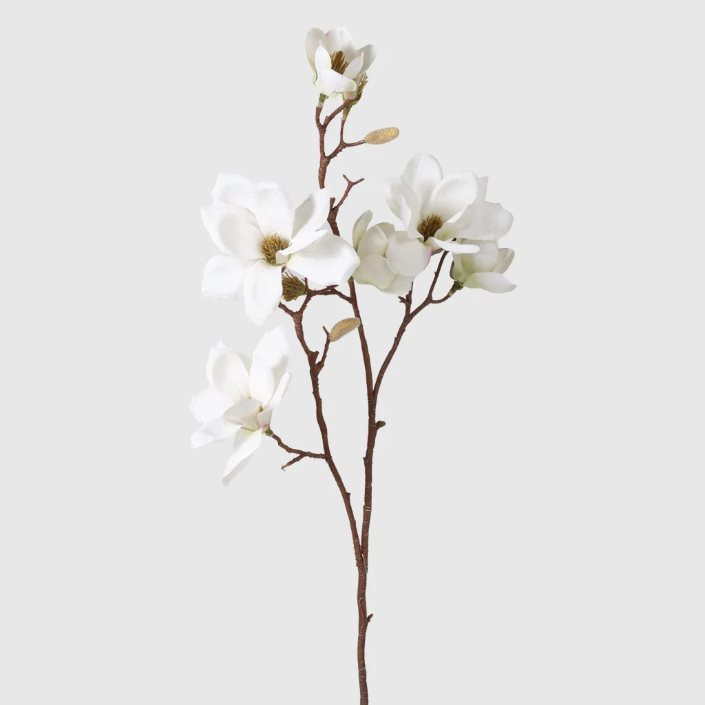 89cm Artificial 6-Head White Magnolia Stem 26STD633019-1