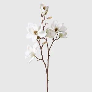 89cm Artificial 6-Head White Magnolia Stem 26STD633019-1
